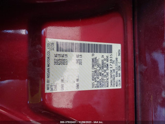 Nissan Altima 2.5 Sv 2017 1N4AL3AP2HC173835 Image 9
