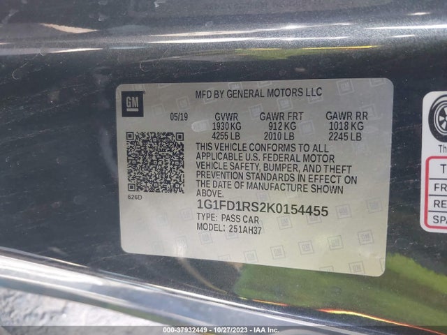 Chevrolet Camaro 2lt 2019 1G1FD1RS2K0154455 Image 9