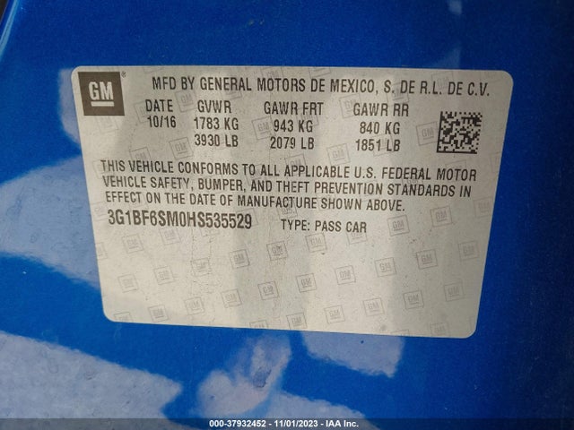 Chevrolet Cruze Premier 2017 3G1BF6SM0HS535529 Image 9