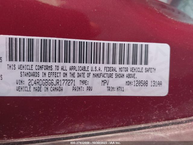 2C4RDGBG6JR177271 Dodge Grand Caravan Se