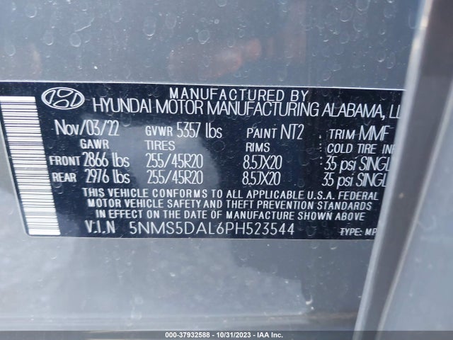 2023 HYUNDAI SANTA FE CALLIGRAPHY VIN: 5NMS5DAL6PH523544