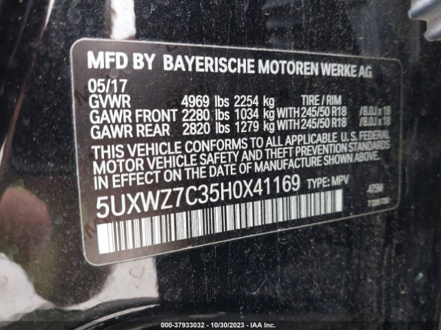 5UXWZ7C35H0X41169 BMW X3 Sdrive28i