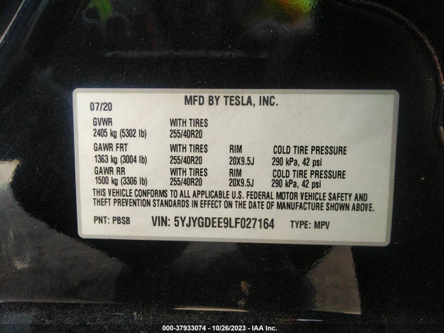 5YJYGDEE9LF027164 Tesla Model Y Long Range