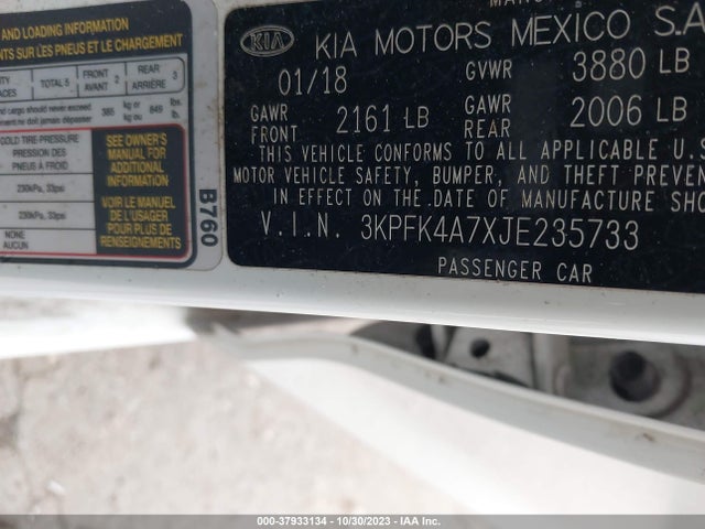 KIA FORTE LX 2018 3KPFK4A7XJE235733 Image 9