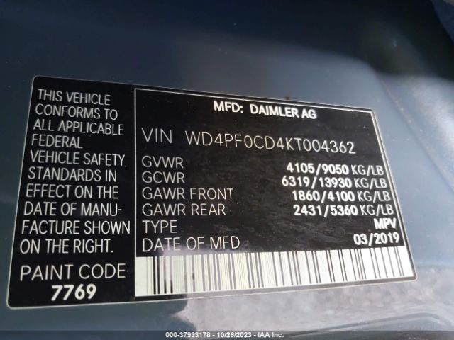 WD4PF0CD4KT004362 Mercedes-Benz SPRINTER VAN