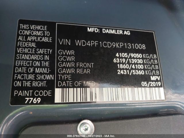 WD4PF1CD9KP131008 Mercedes-Benz SPRINTER VAN