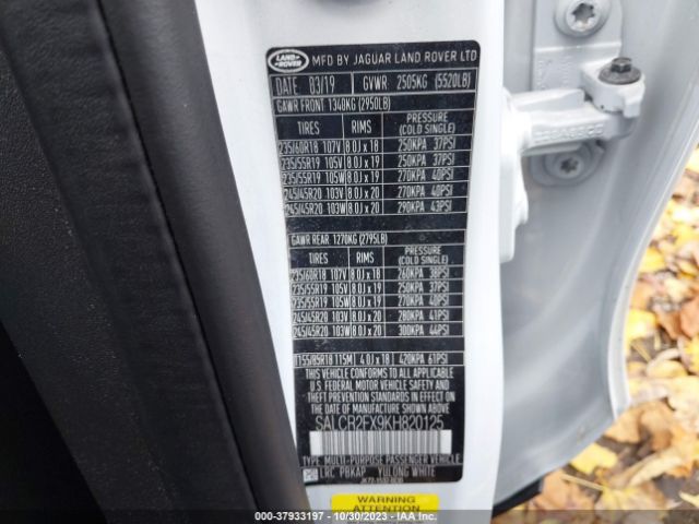 2019 LAND ROVER DISCOVERY SPORT SALCR2FX9KH820125 Photo 8