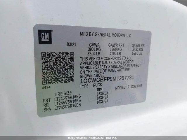 Chevrolet EXPRESS CARGO VAN 2021 1GCWGBFP9M1257731 Image 9