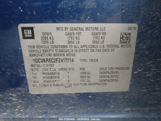 Chevrolet Silverado 1500 2lt 2015 1GCVKREC2FZ417714 Image 9