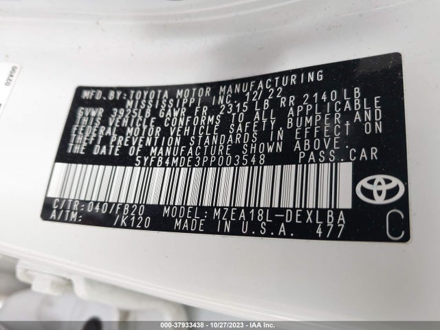 Toyota COROLLA LE 2023 5YFB4MDE3PP003548 Image 9