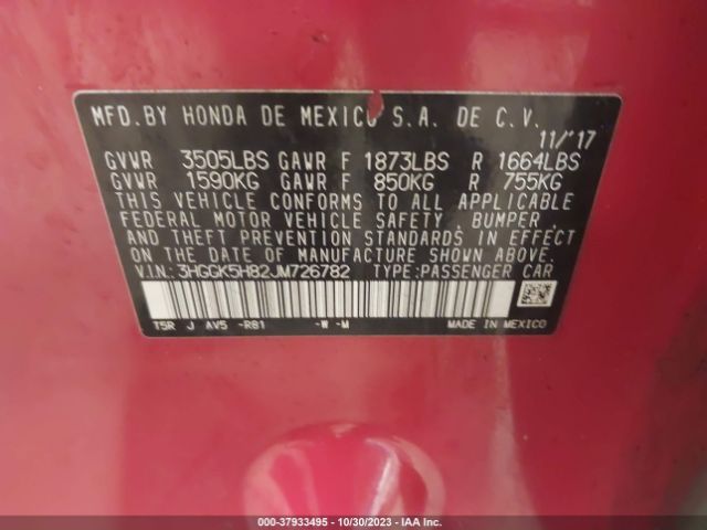 3HGGK5H82JM726782 Honda FIT EX