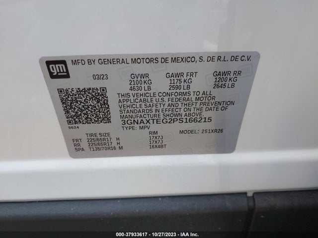 Chevrolet Equinox Awd 2fl 2023 3GNAXTEG2PS166215 Image 9