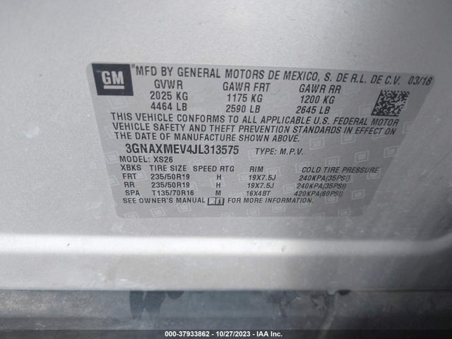 Chevrolet Equinox Premier 2018 3GNAXMEV4JL313575 Image 9