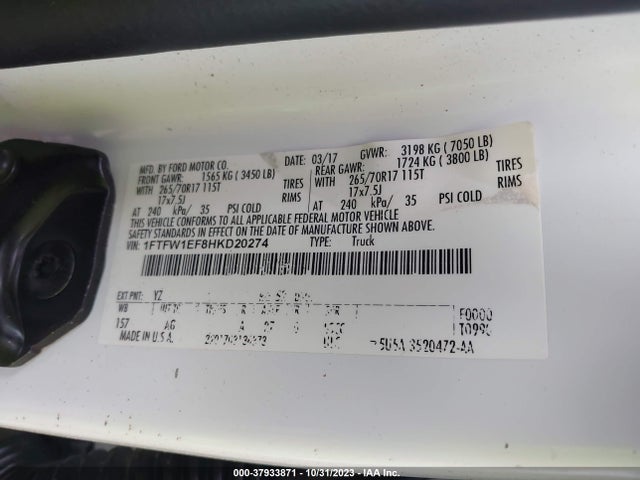 Ford F-150 Xl 2017 1FTFW1EF8HKD20274 Image 9