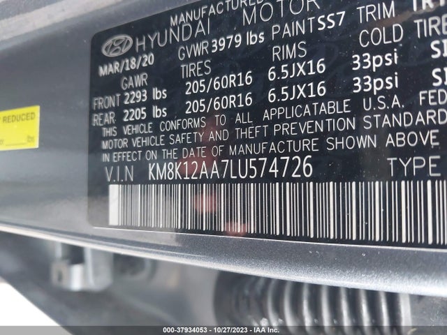 Hyundai Kona Se 2020 KM8K12AA7LU574726 Image 9
