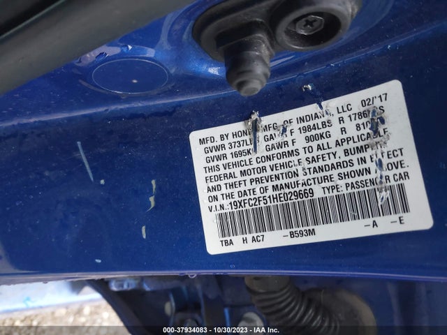 Honda Civic Lx 2017 19XFC2F51HE029669 Image 9