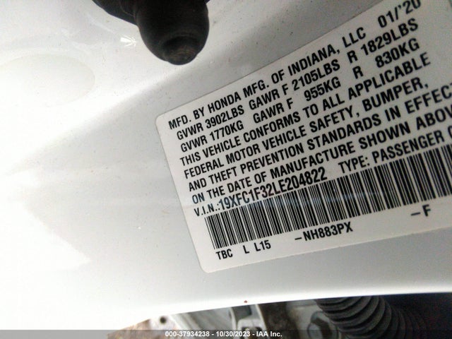 Honda Civic Sedan Ex 2020 19XFC1F32LE204822 Image 8