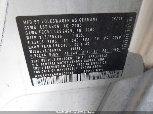2016 VOLKSWAGEN TIGUAN WVGAV7AX6GW006365 Photo 8