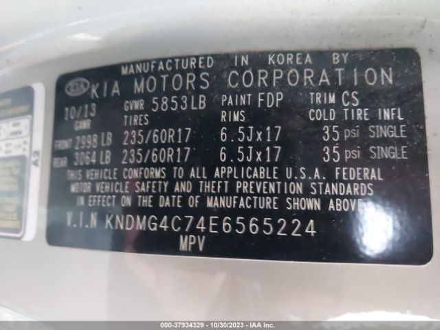 KNDMG4C74E6565224 KIA SEDONA LX
