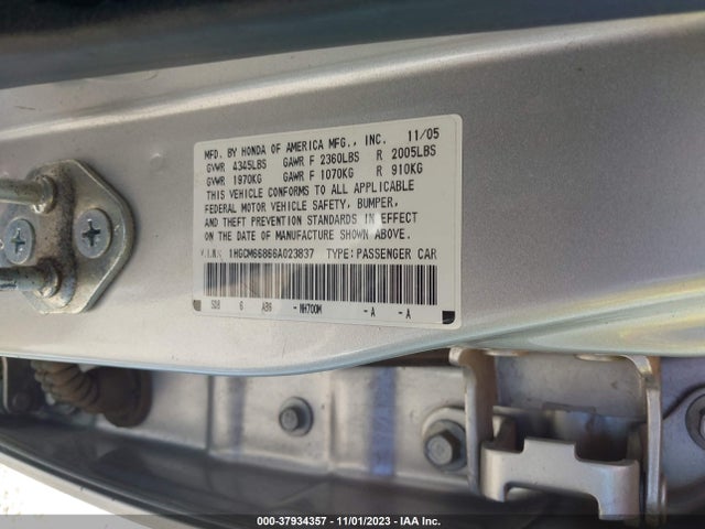 2006 HONDA ACCORD 3.0 EX VIN: 1HGCM66866A023837