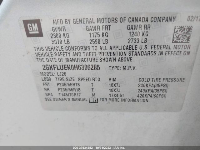 2GKFLUEK0H6306285 GMC Terrain Slt