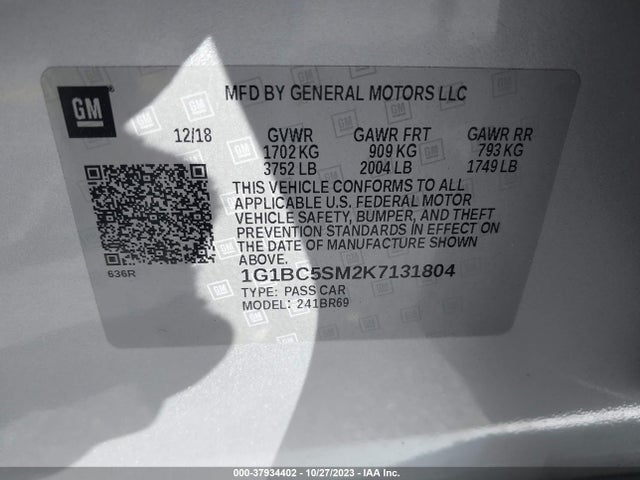 Chevrolet CRUZE LS 2019 1G1BC5SM2K7131804 Image 9