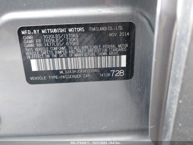ML32A3HJ0FH033940 Mitsubishi Mirage De/rf