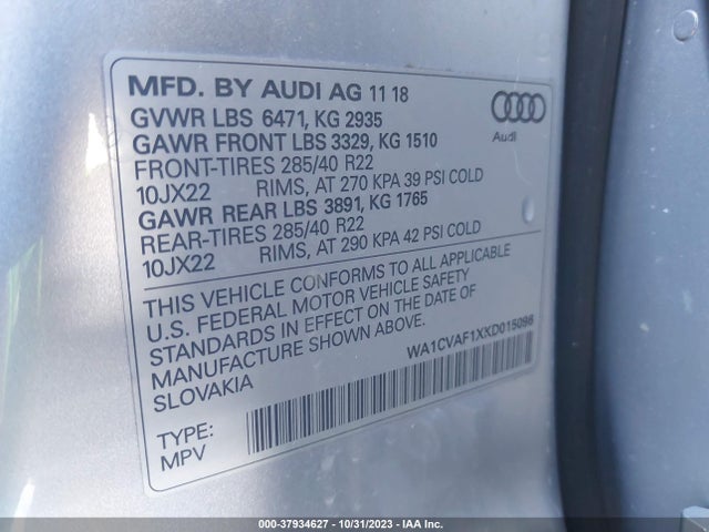 Audi Q8 55 Premium 2019 WA1CVAF1XKD015096 Image 9