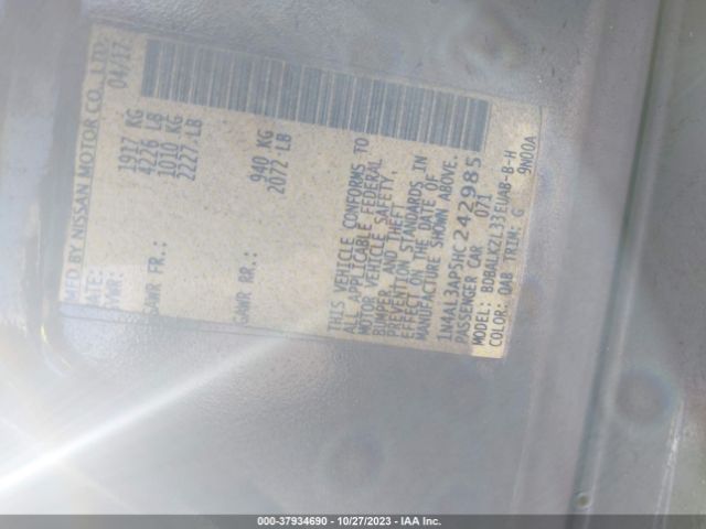 1N4AL3AP5HC242985 Nissan Altima 2.5 Sv