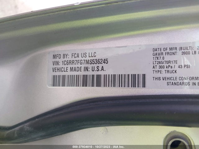 RAM 1500 Classic Tradesman 2021 1C6RR7FG7MS536245 Image 9