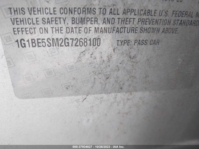 Chevrolet CRUZE LT 2016 1G1BE5SM2G7268100 Image 9