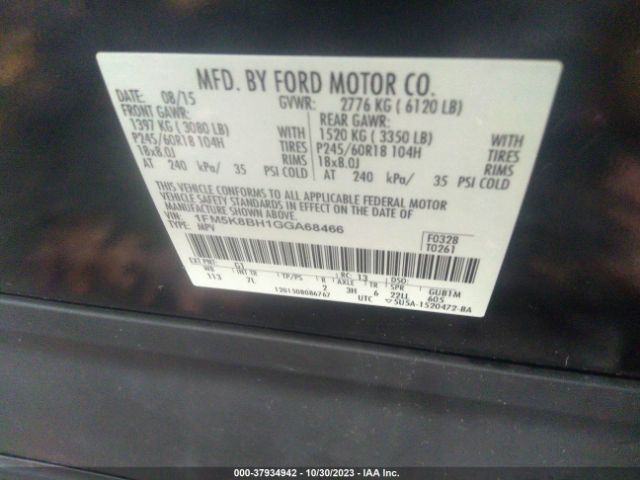1FM5K8BH1GGA68466 Ford Explorer Base