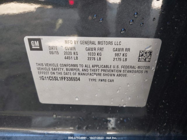 Chevrolet MALIBU 1LT 2015 1G11C5SL1FF336934 Image 9