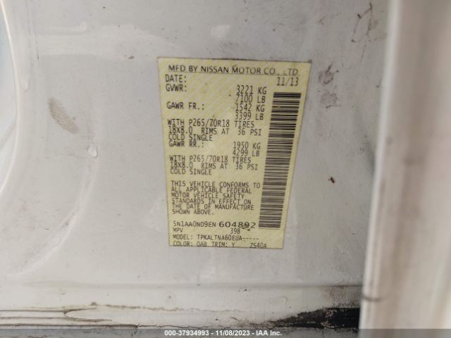 5N1AA0ND9EN604892 Nissan ARMADA SV