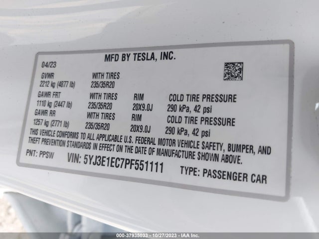 Tesla Model 3 Performance 2023 5YJ3E1EC7PF551111 Image 8