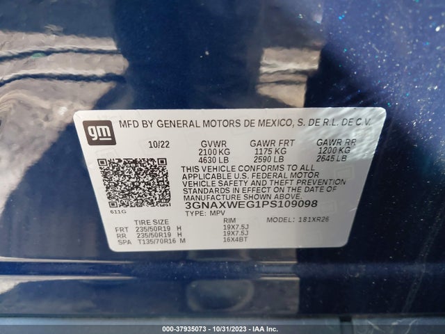 Chevrolet Equinox Awd Rs 2023 3GNAXWEG1PS109098 Image 9
