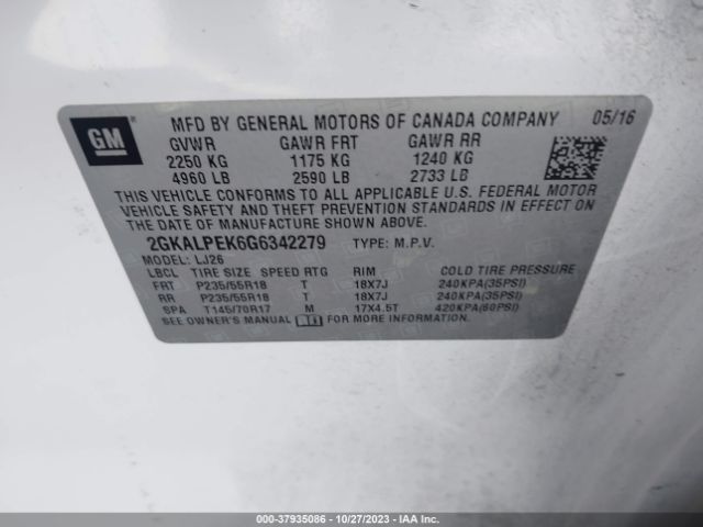 2GKALPEK6G6342279 GMC Terrain Slt