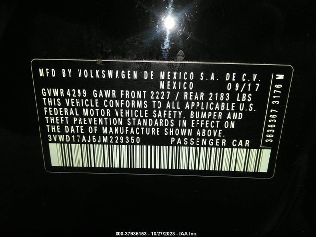 2018 VOLKSWAGEN JETTA 1.8T SE SPORT VIN: 3VWD17AJ5JM229350