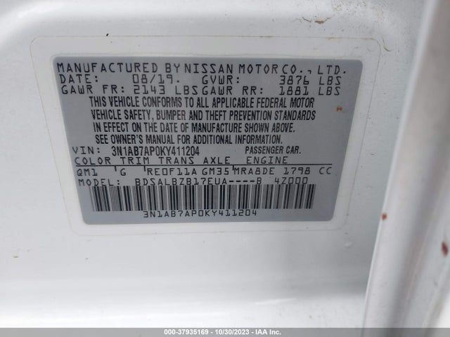 Nissan SENTRA S 2019 3N1AB7AP0KY411204 Image 9