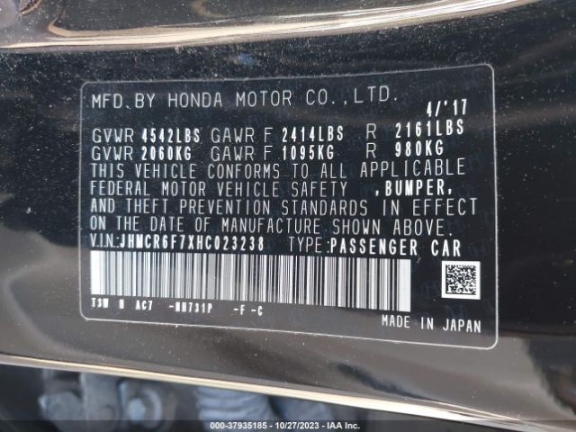 JHMCR6F7XHC023238 Honda Accord Hybrid Touring