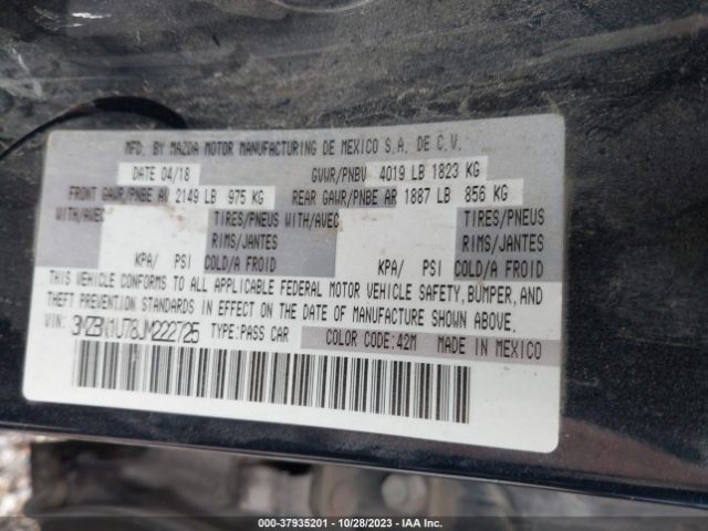 2018 MAZDA MAZDA3 4-DOOR 3MZBN1U78JM222725 Photo 8