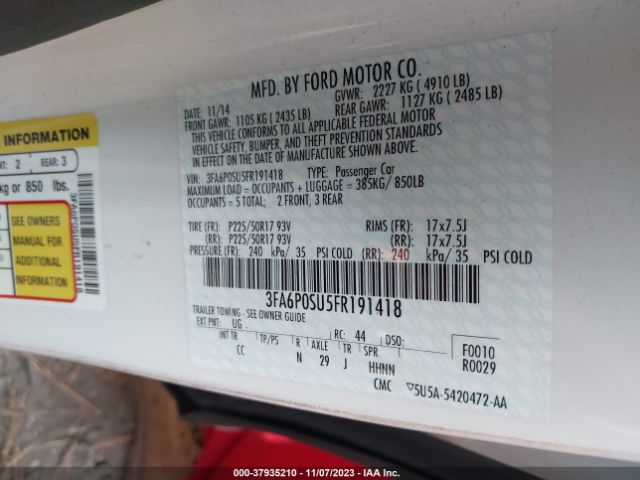 3FA6P0SU5FR191418 Ford Fusion Energi Titanium