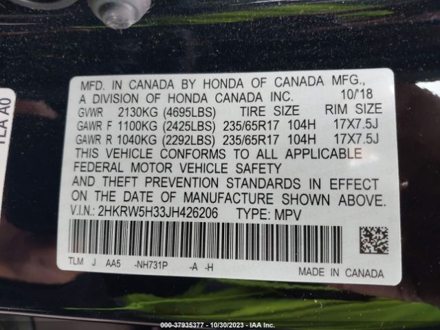 2HKRW5H33JH426206 Honda CR-V LX