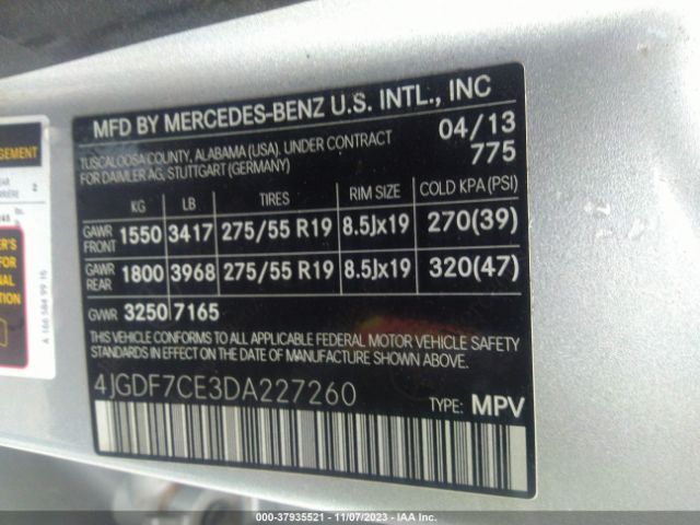2013 MERCEDES-BENZ GL-CLASS 4JGDF7CE3DA227260 Photo 8