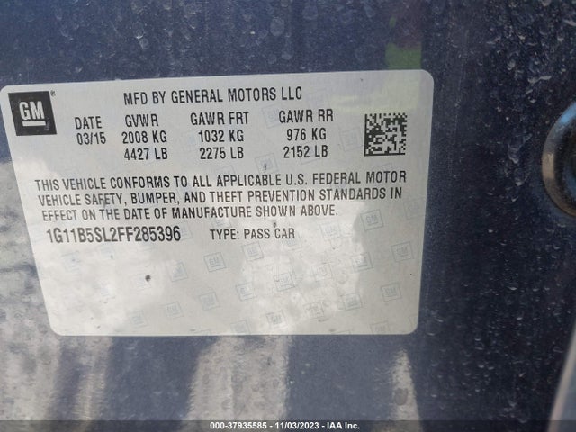 Chevrolet MALIBU LS 2015 1G11B5SL2FF285396 Image 9