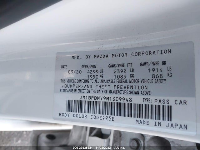 Mazda Mazda3 Hatchback 2.5 Turbo Premium Plus 2021 JM1BPBNY9M1309948 Image 9