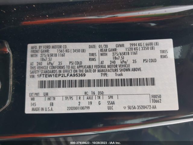 1FTEW1EP2LFA95369 Ford F-150 Lariat