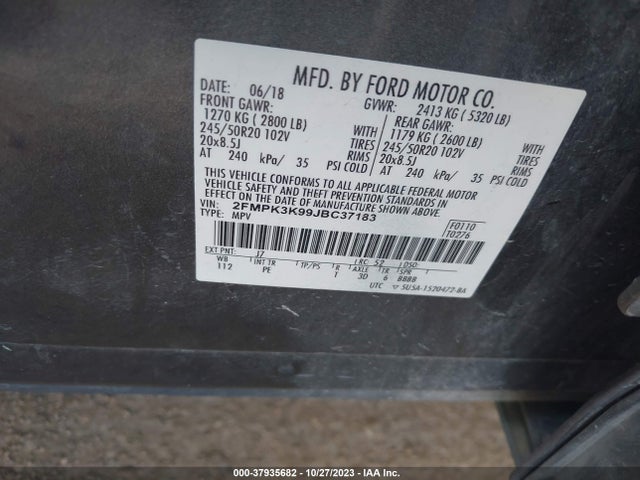Ford Edge Titanium 2018 2FMPK3K99JBC37183 Image 9