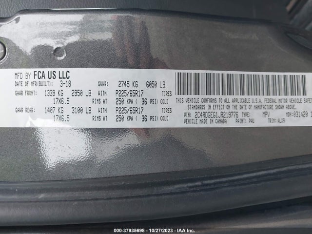 Dodge Grand Caravan Gt 2018 2C4RDGEG1JR219776 Image 9