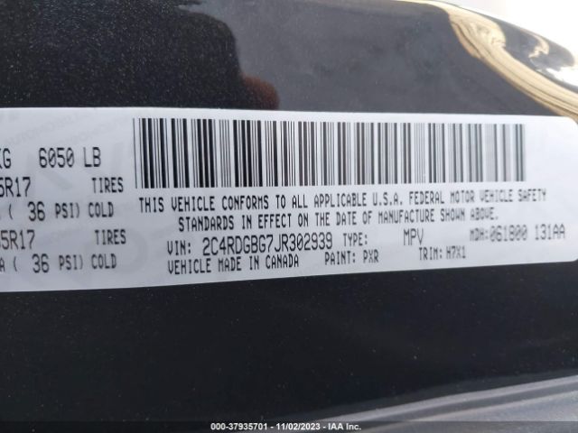 2C4RDGBG7JR302939 Dodge Grand Caravan Se